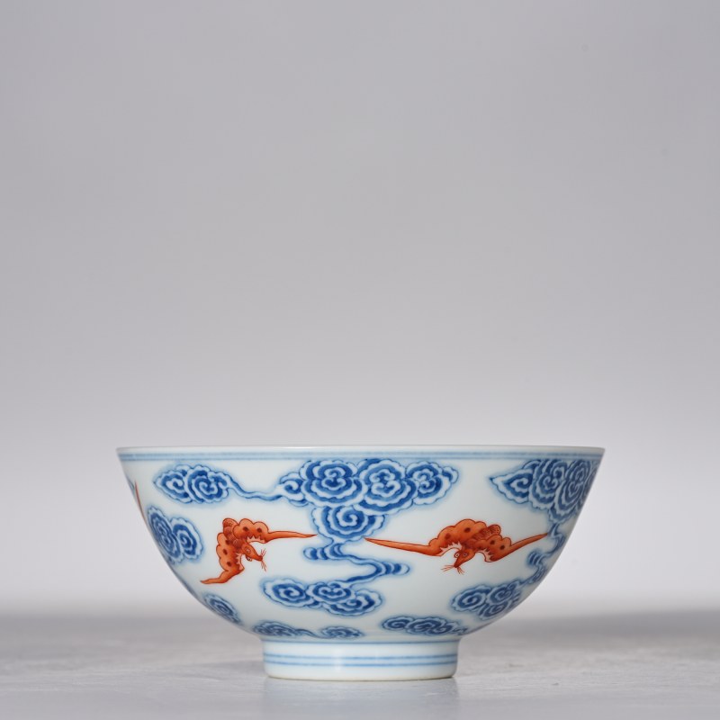 清宣统 青花云蝠纹碗 - 图5