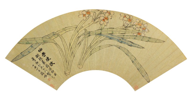 蔣確　僊乎凌波　設色金箋　扇面鏡心　一八七七年作 | JIANG QUE (1838-1879) - 图3