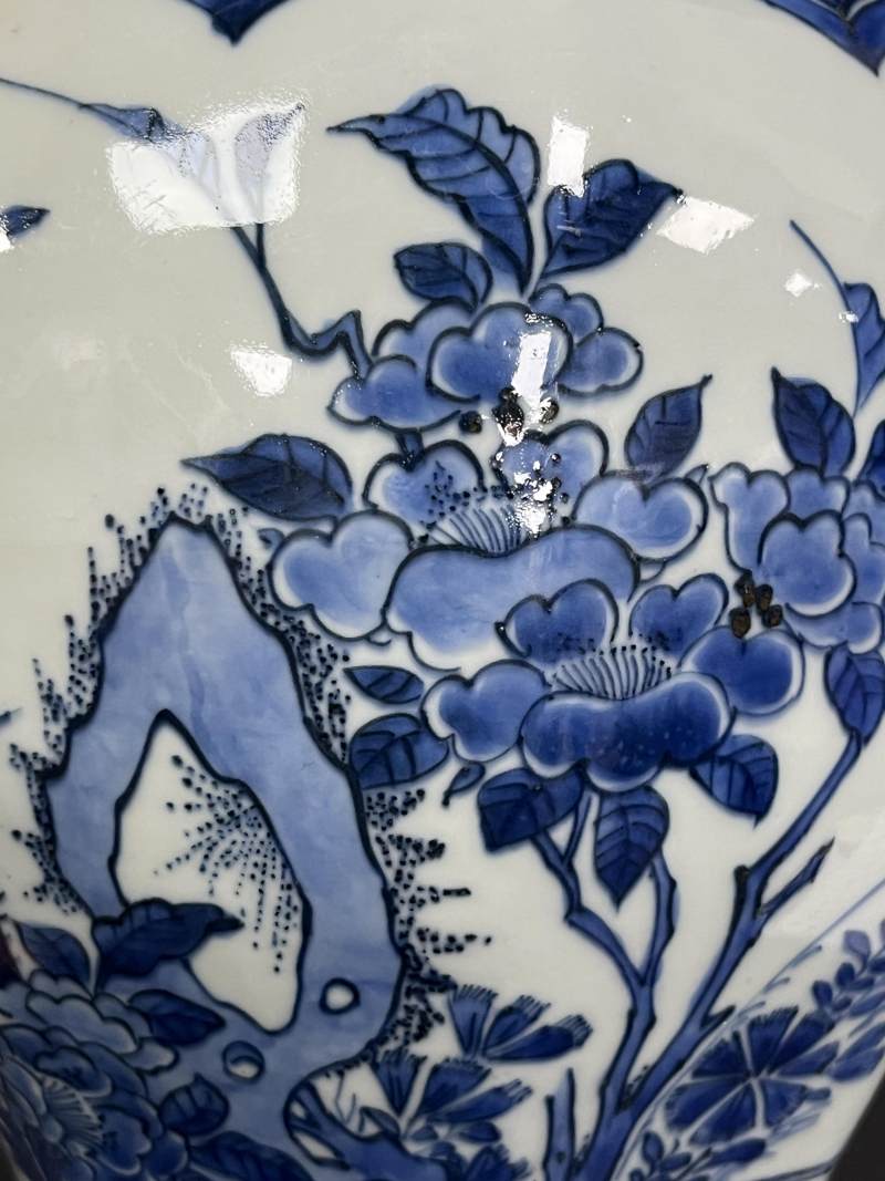明崇祯 青花花鸟纹八方罐 - 图14