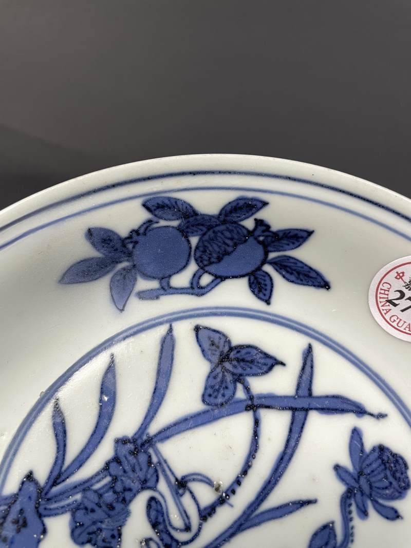 明万历 青花一路连科图盘 - 图5