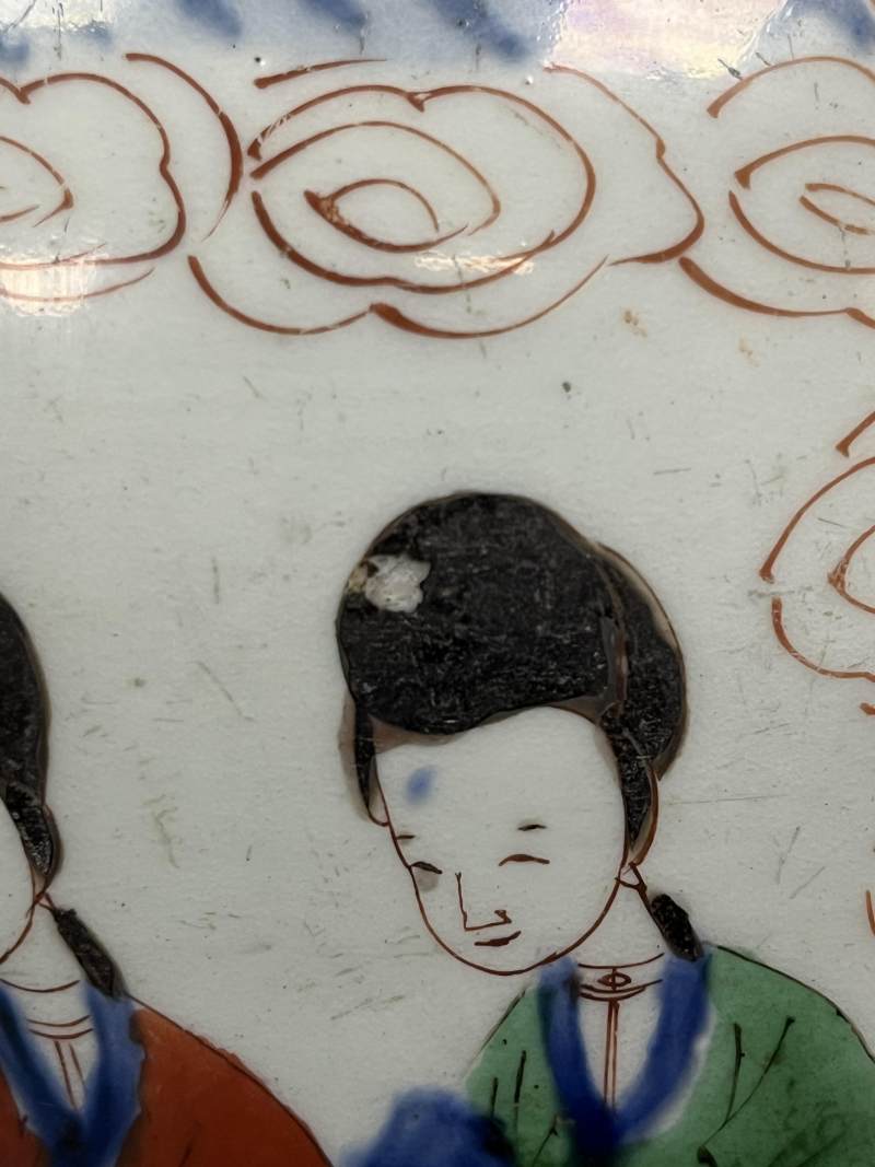 清顺治 青花五彩四妃十六子图将军罐 - 图18