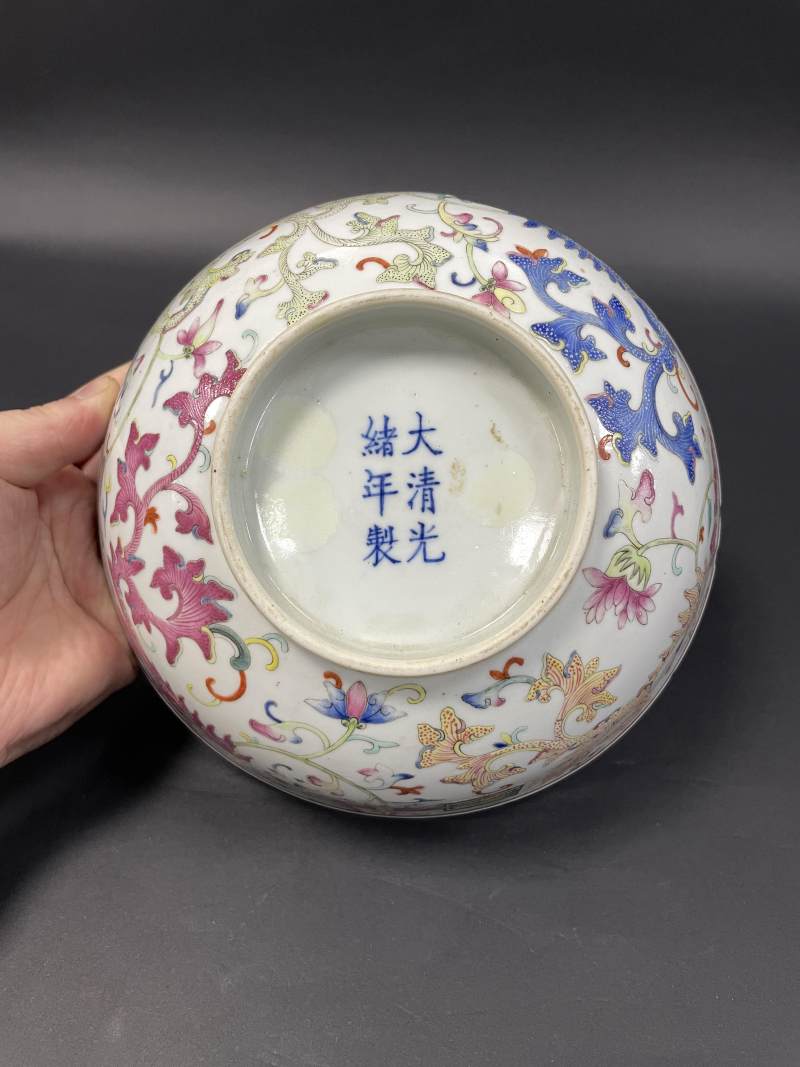 清光绪 粉彩穿花夔凤纹大碗 - 图7