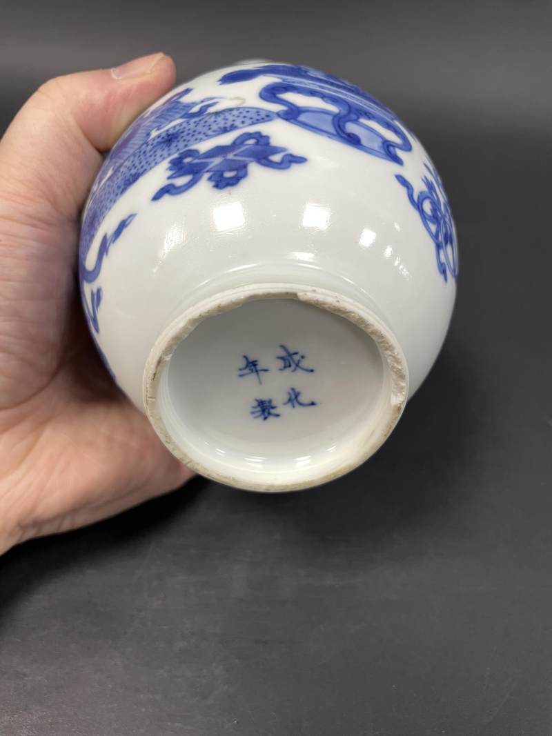 清康熙 青花瓶花博古诗文瓶 - 图16