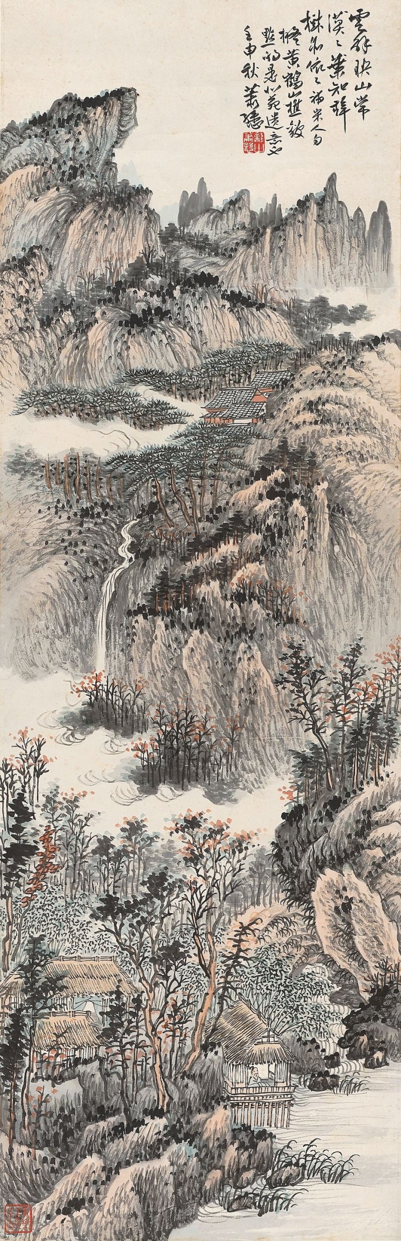 蕭愻　秋山圖　設色紙本　立軸　一九三二年作 | XIAO XUN (1883-1944) - 图1