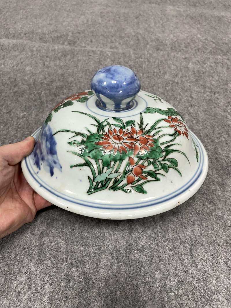 清顺治 青花五彩八仙过海图大将军罐 - 图11