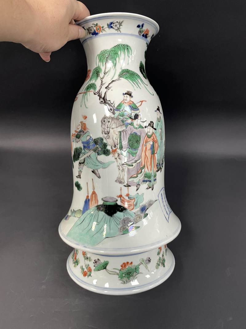 清晚期 青花五彩御临金山寺人物故事诗文尊 - 图2