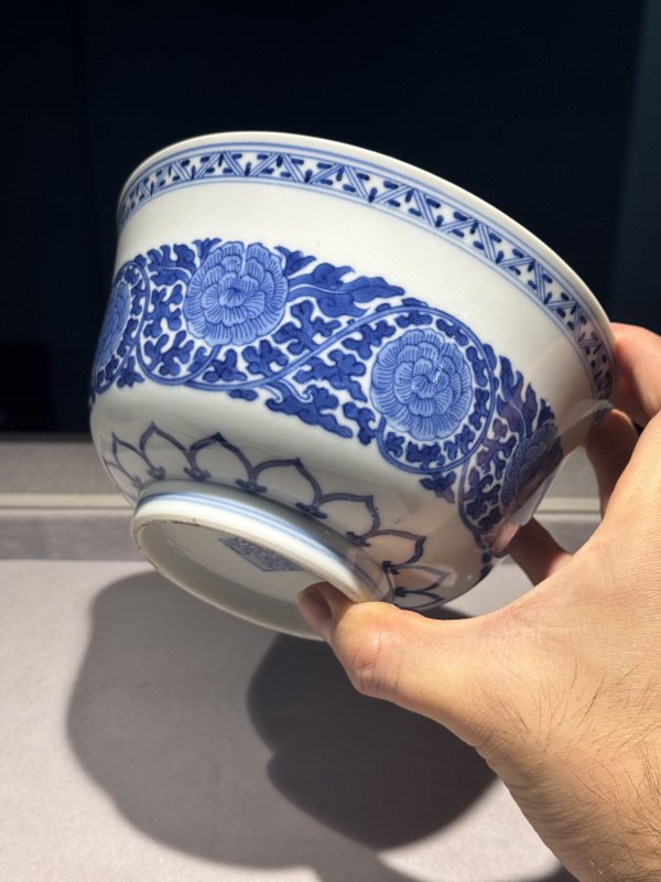 清道光 青花缠枝牡丹纹宫碗一对 - 图73
