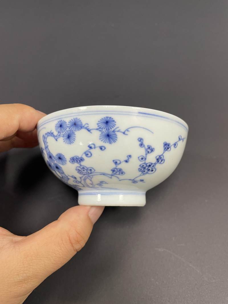 清雍正 青花岁寒三友图小碗 - 图6