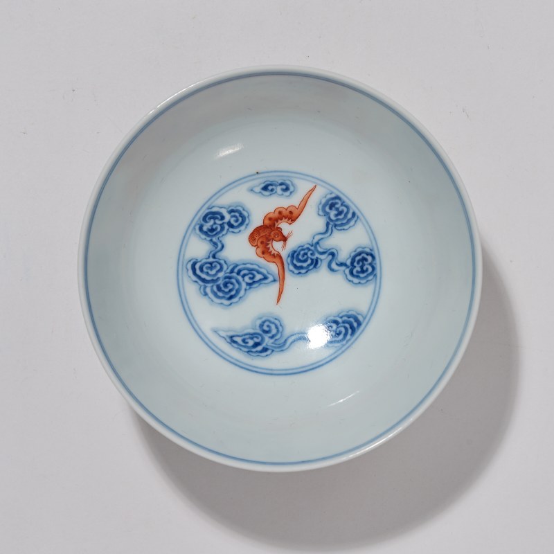 清宣统 青花云蝠纹碗 - 图6