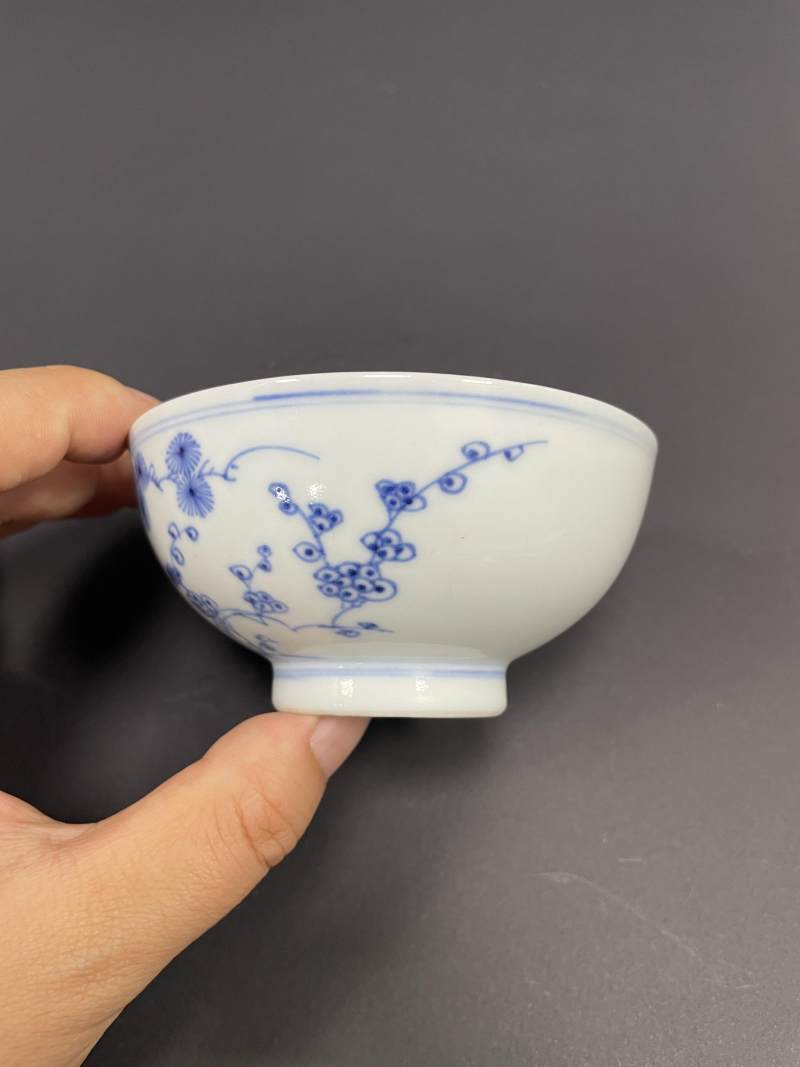 清雍正 青花岁寒三友图小碗 - 图7