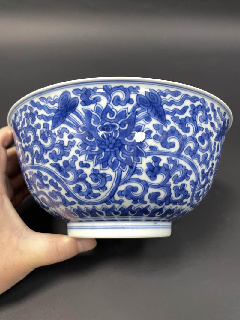 清康熙 青花缠枝莲纹大碗 - 图2