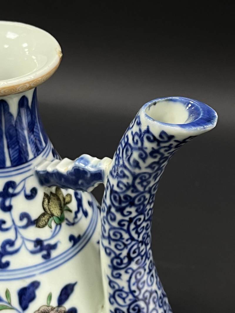 清中期 青花加彩折枝花果纹执壶 - 图18