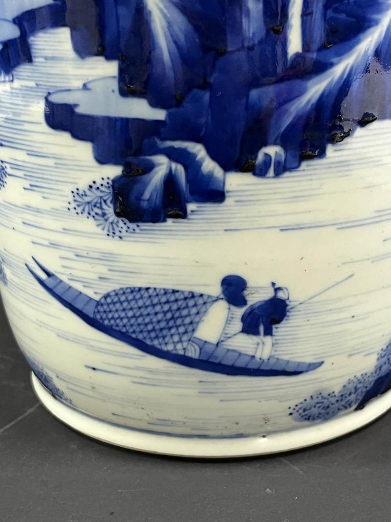 清康熙 青花山水人物纹棒槌瓶 - 图10