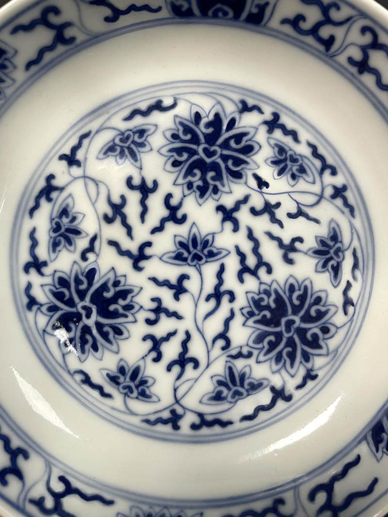 清光绪 青花缠枝莲纹盘 - 图3