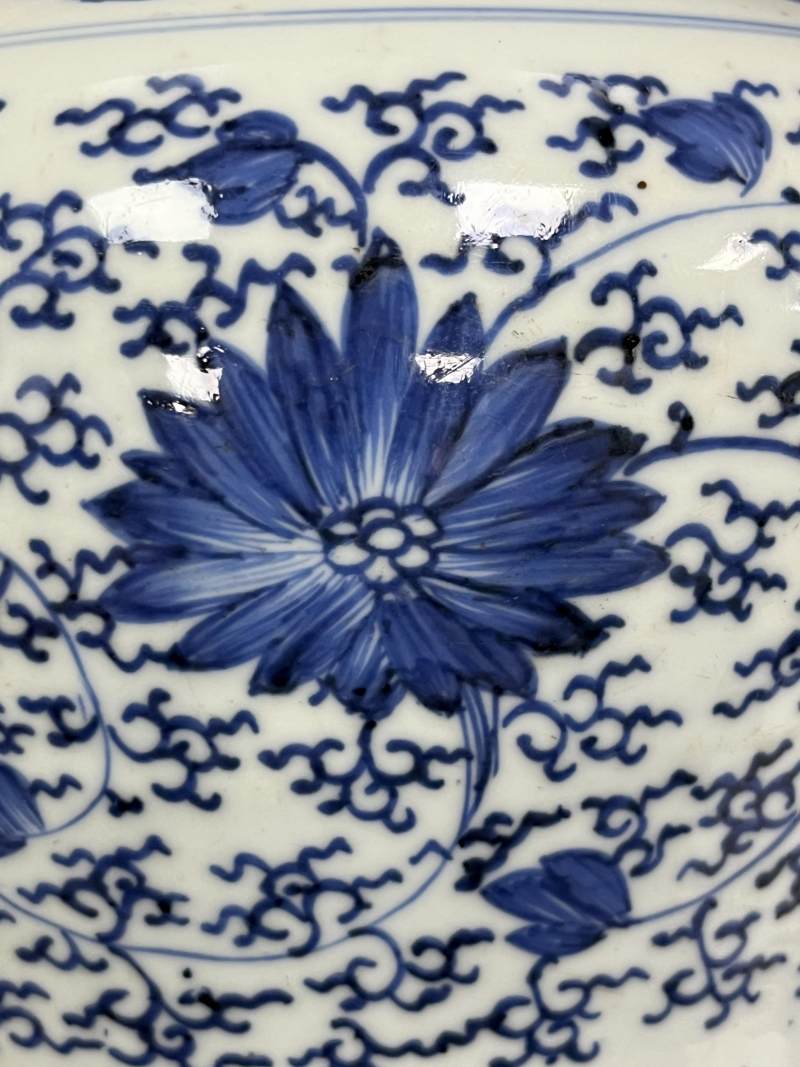 清雍正 青花缠枝花卉纹天字罐 - 图8