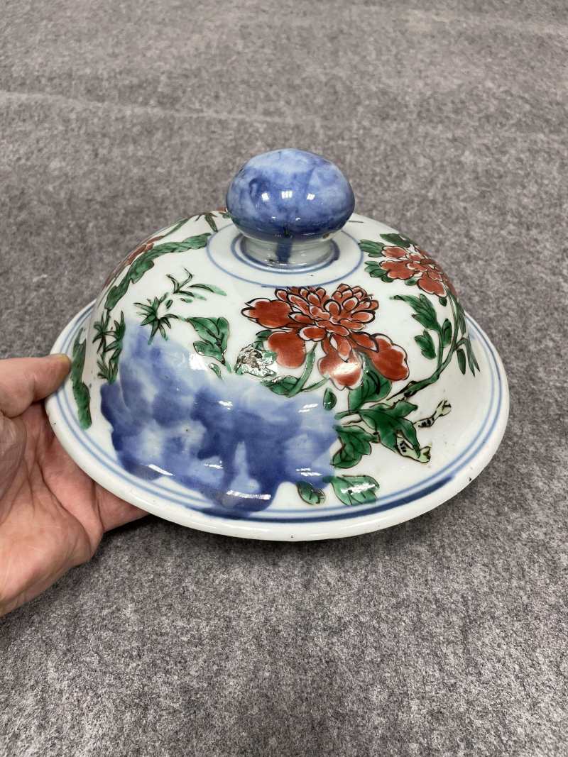 清顺治 青花五彩八仙过海图大将军罐 - 图13