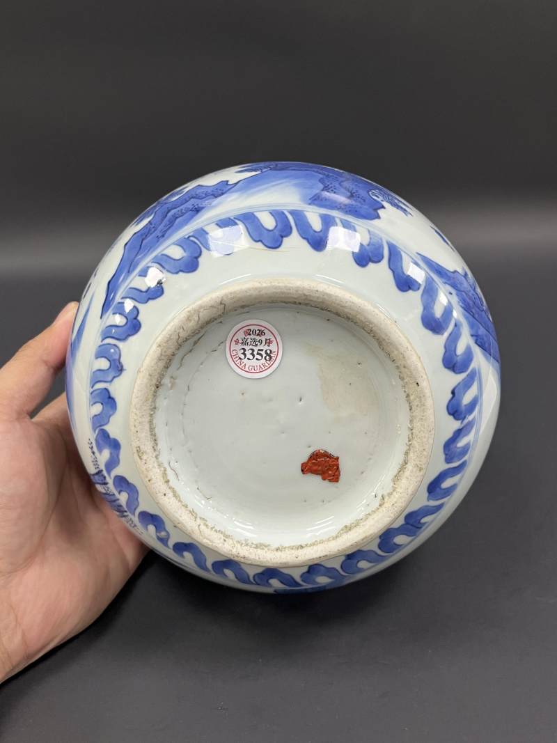 明崇祯 青花对酒当歌、高士饮享图葫芦瓶 - 图8