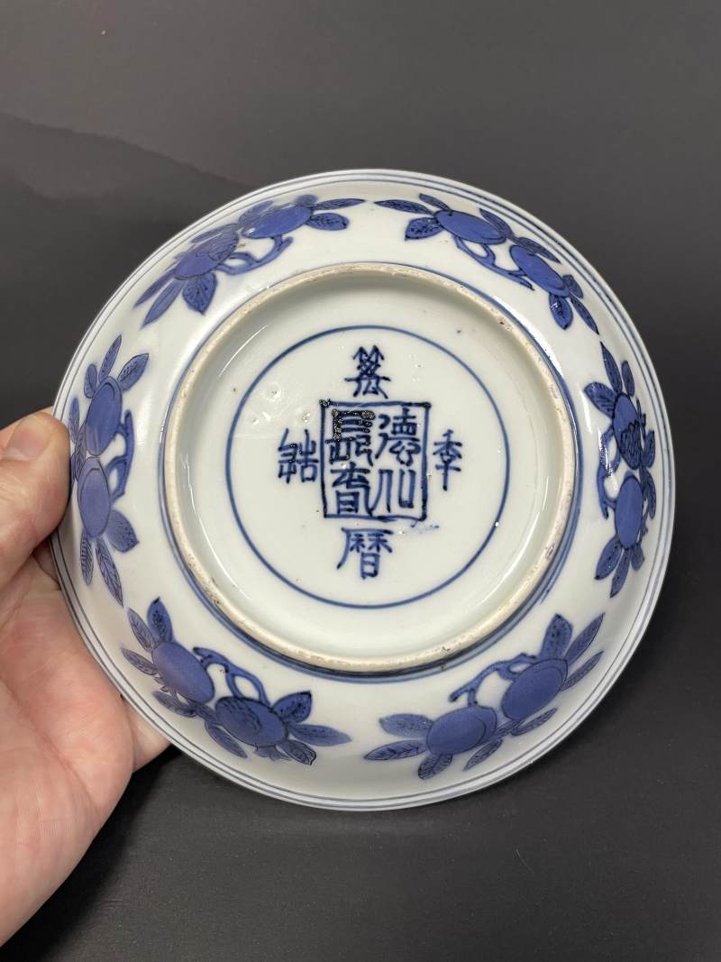 明万历 青花一路连科图盘 - 图10