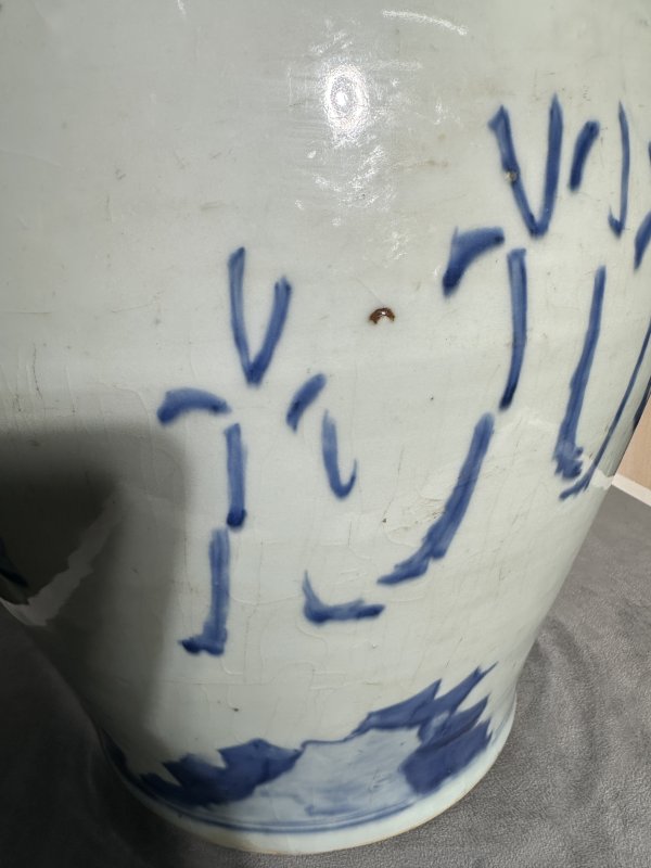 清康熙 青花婴戏图将军罐 - 图5