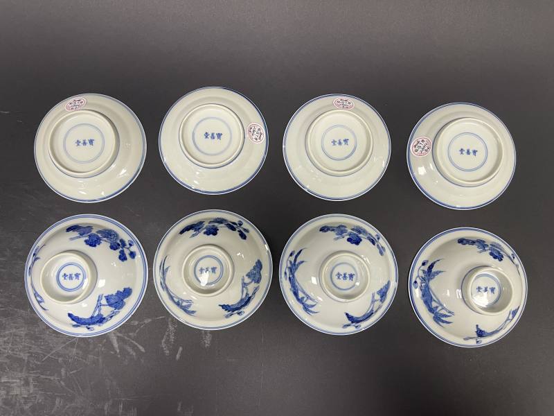 清晚期 青花折枝花卉纹碗盘八只 - 图3