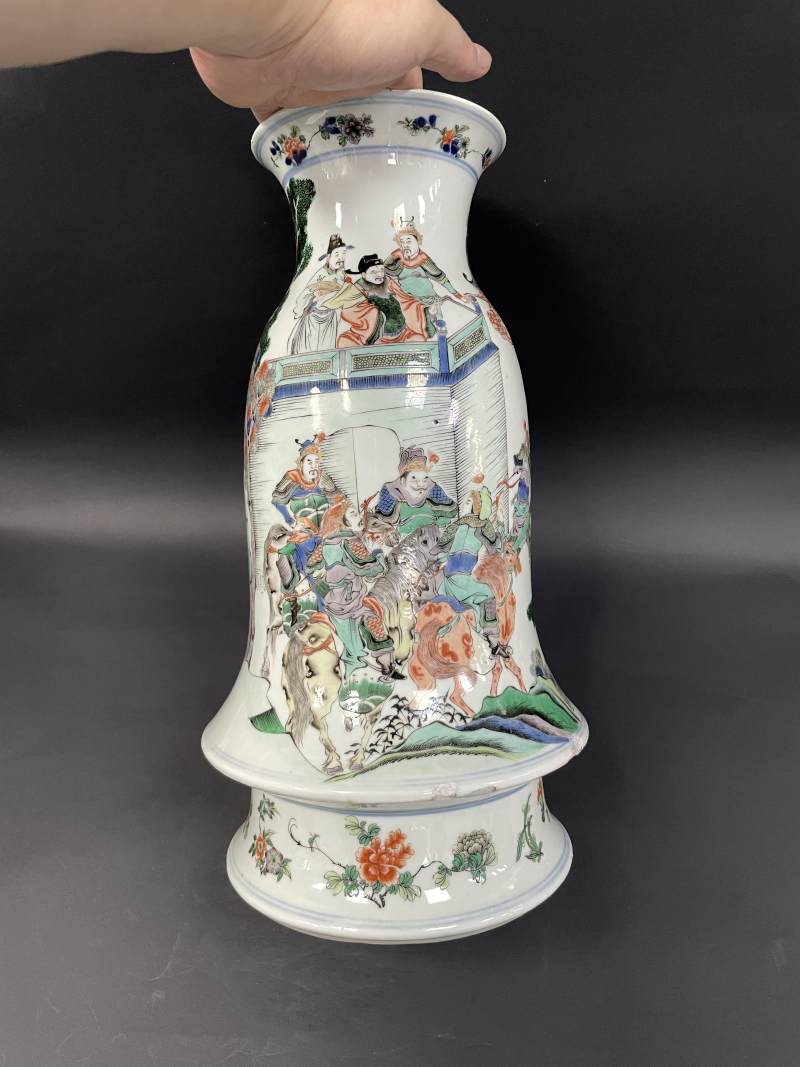清晚期 青花五彩御临金山寺人物故事诗文尊 - 图5