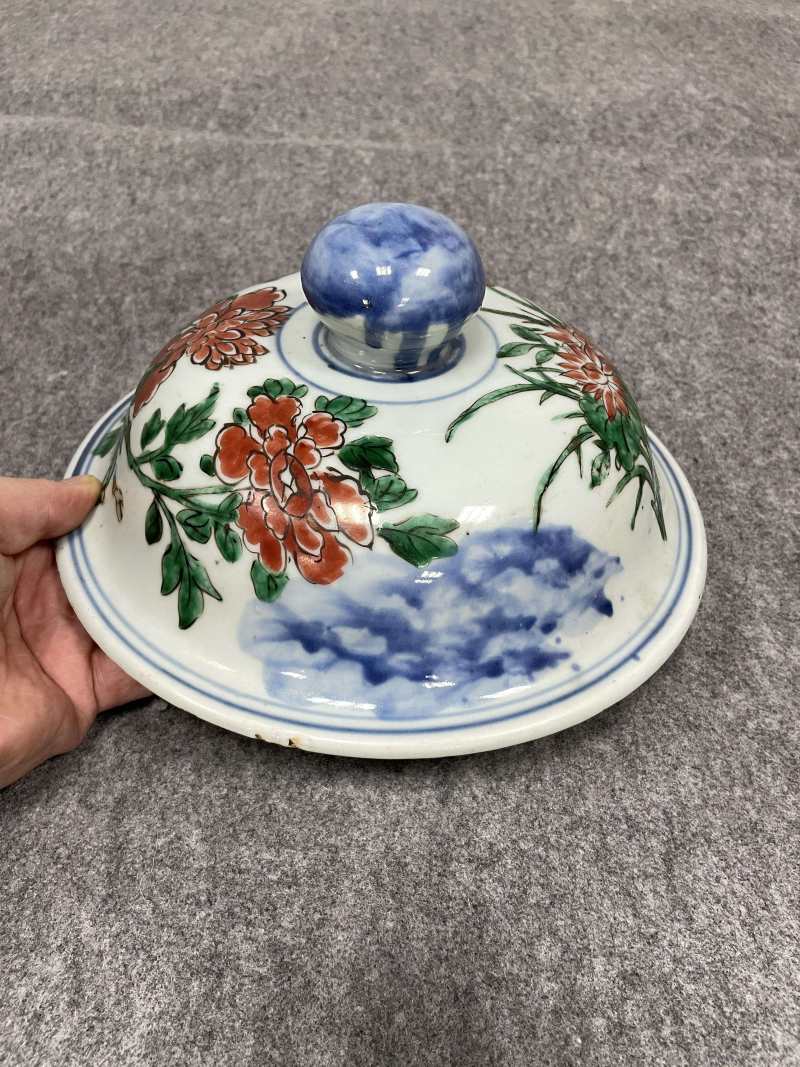 清顺治 青花五彩八仙过海图大将军罐 - 图14