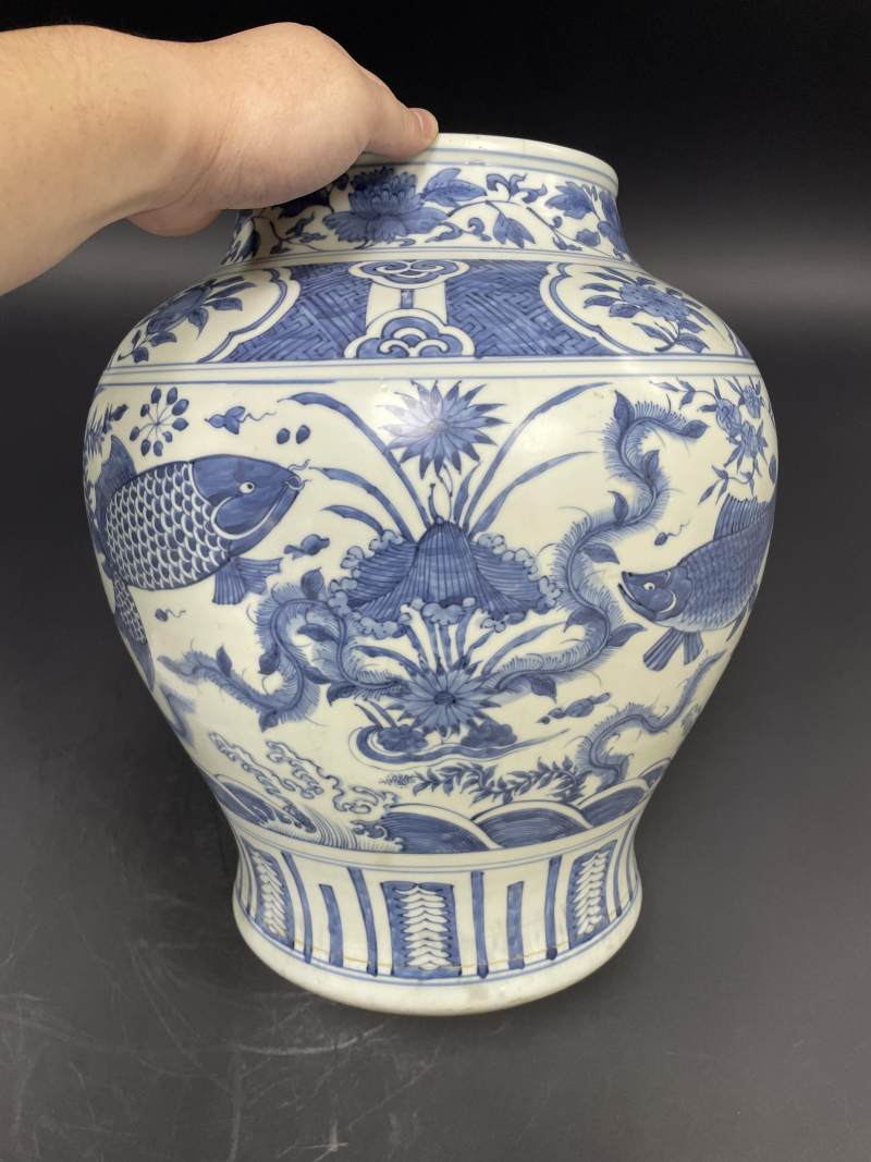 明晚期 青花“清白礼贵”鱼藻纹大罐 - 图9