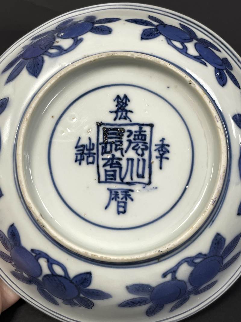 明万历 青花一路连科图盘 - 图11