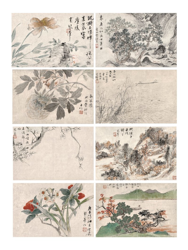 翟繼昌　摹古冊　設色紙本　冊頁八開　一八二〇年作 | ZHAI JICHANG (1770-1820) - 图1