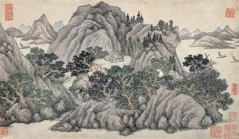 沈周　層巒道壇　設色紙本　鏡心 | SHEN ZHOU (1427-1509) - 图1