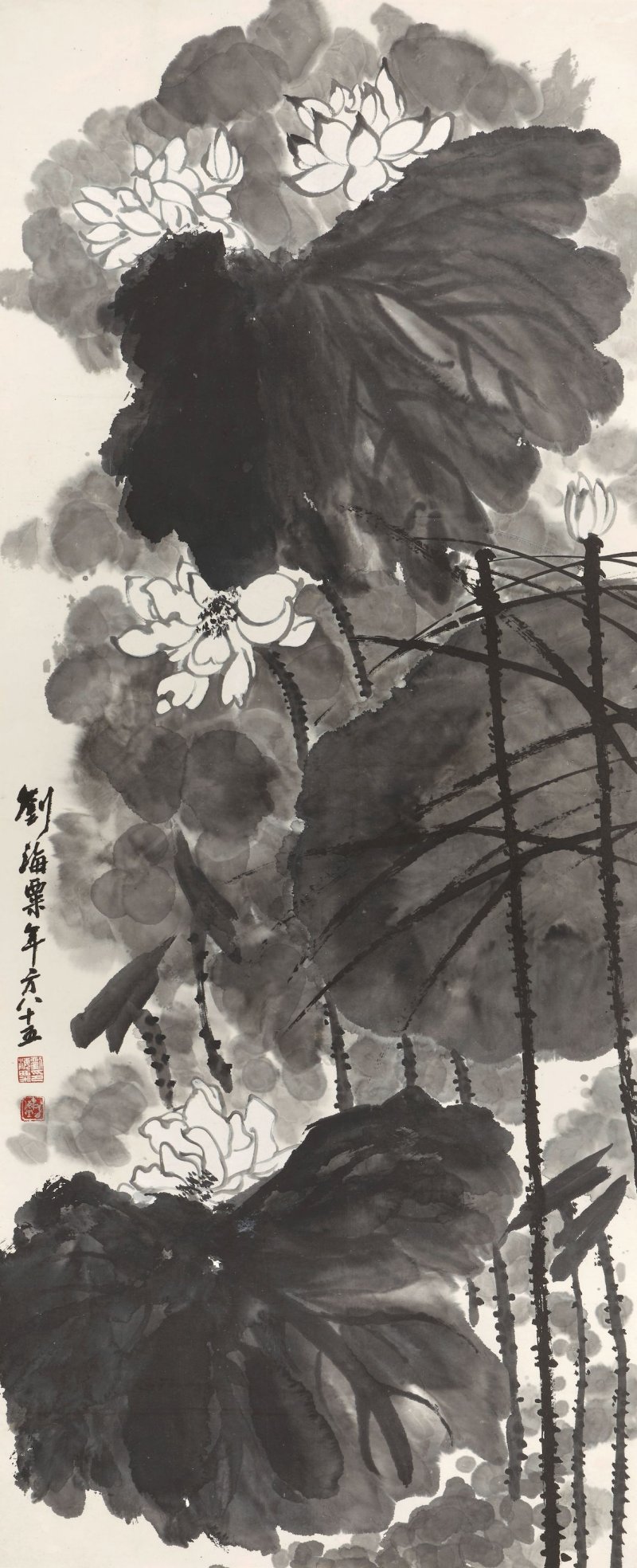 劉海粟　夏荷　水墨紙本　立軸 | LIU HAISU (1896-1994) - 图1