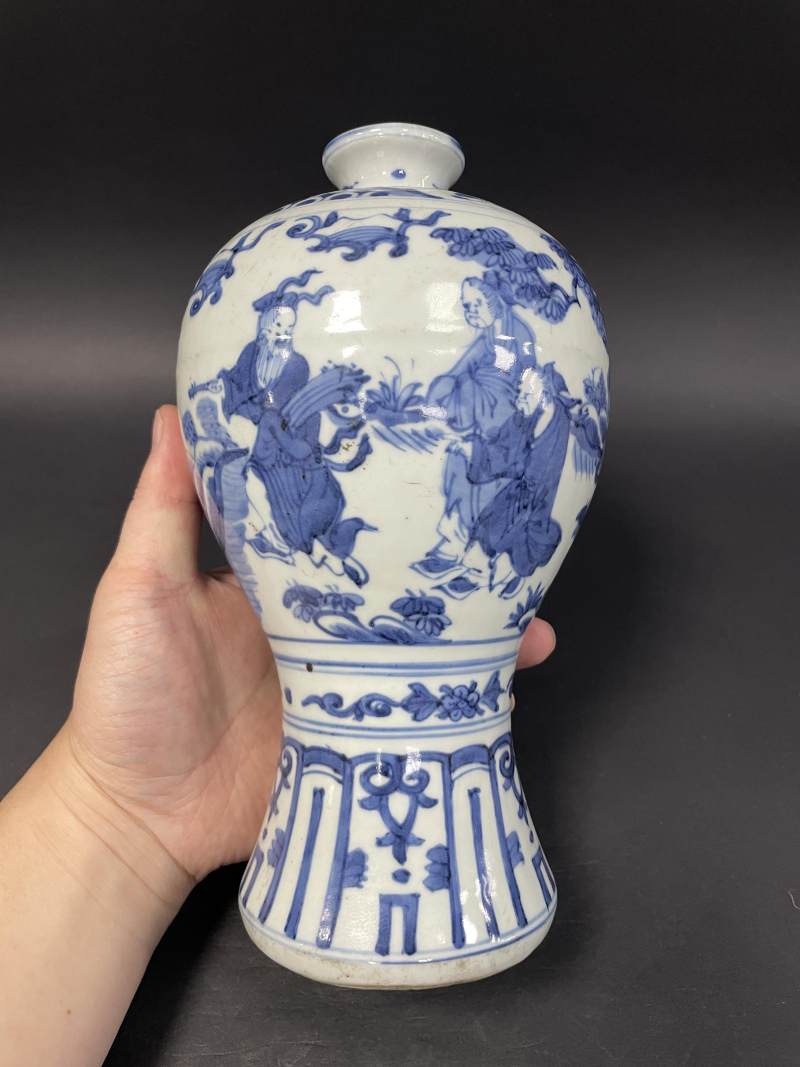 明晚期 青花神仙人物纹梅瓶 - 图2