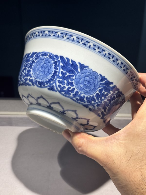 清道光 青花缠枝牡丹纹宫碗一对 - 图75