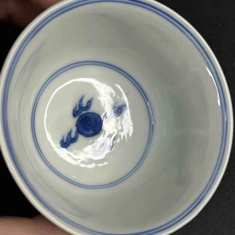 清康熙 青花瑞兽纹杯一对 - 图27