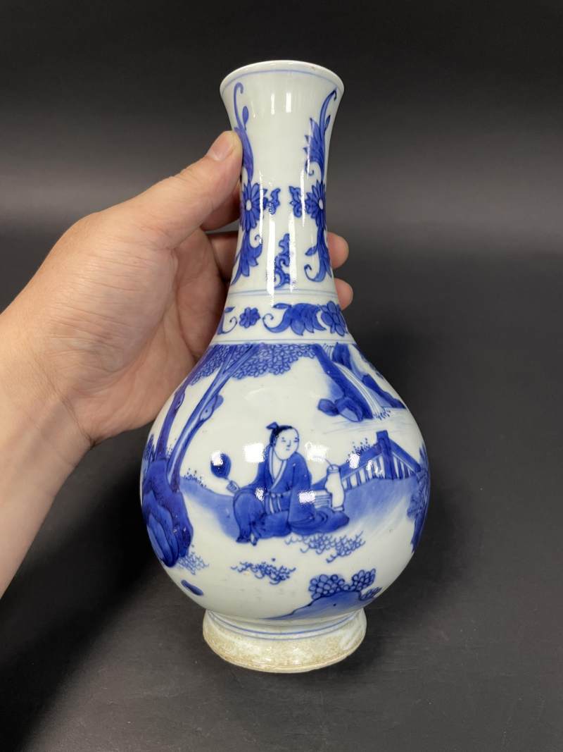 明崇祯 青花高士图瓶 - 图4