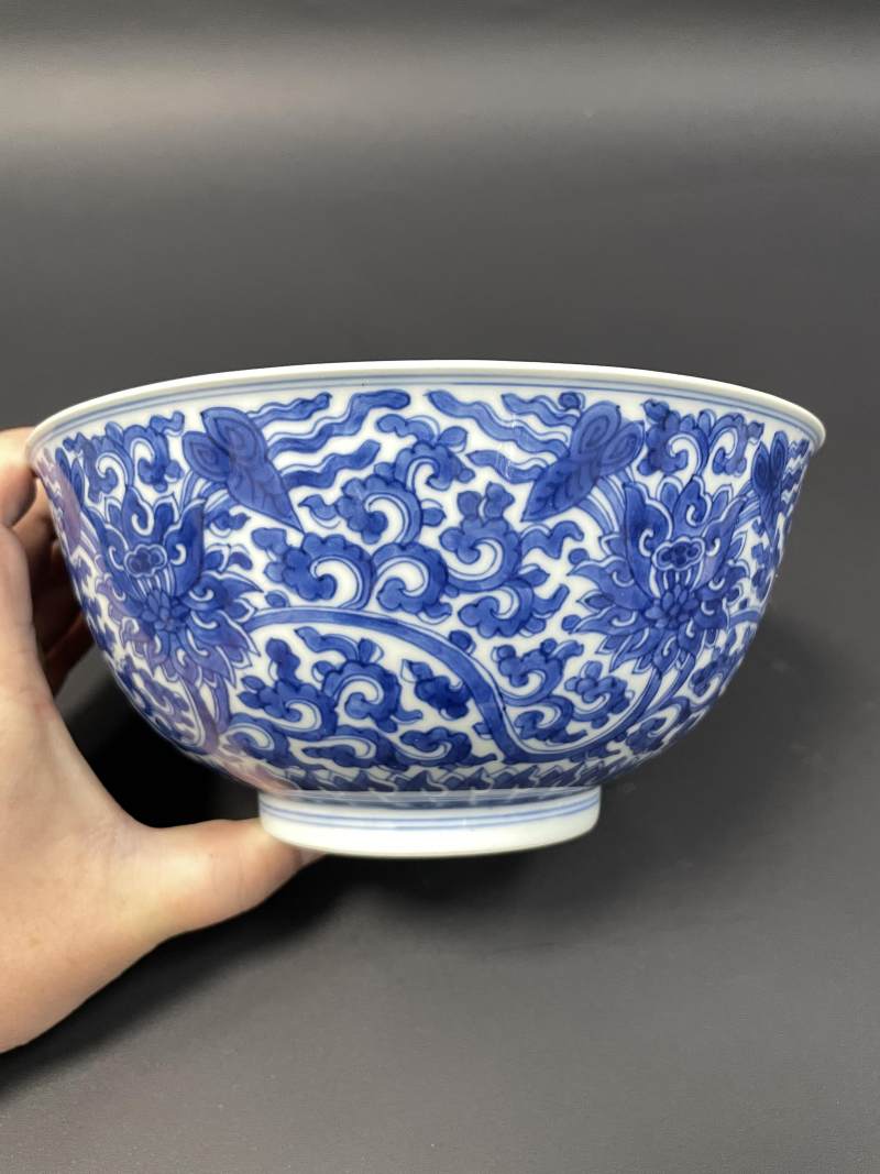 清康熙 青花缠枝莲纹大碗 - 图5