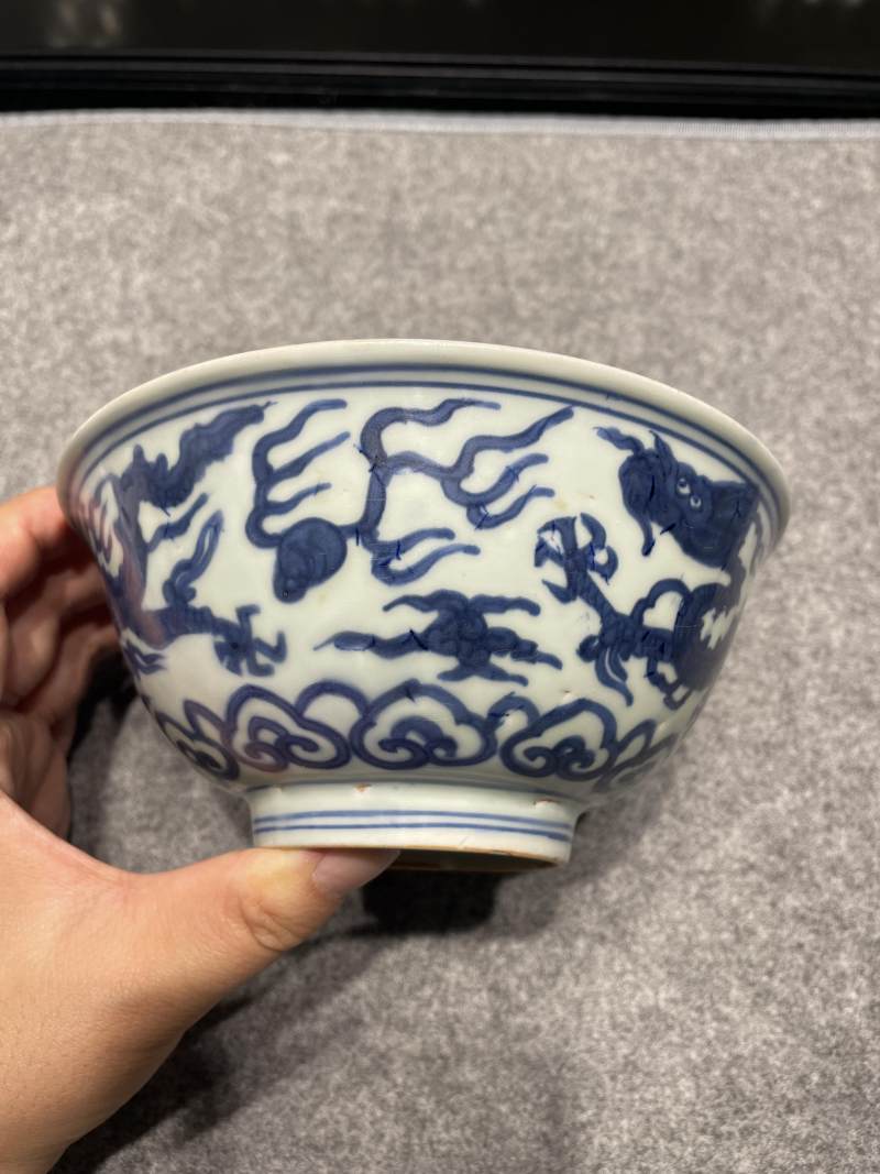明万历 青花云龙纹碗 - 图3
