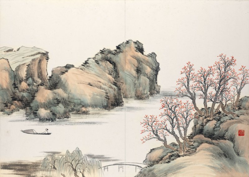 唐肯、馮飛 倣古山水　設色紙本　冊頁十八開　一九二八年、一九三一年作 | TANG KEN (1876-1950); FENG FEI (?-1968) - 图11