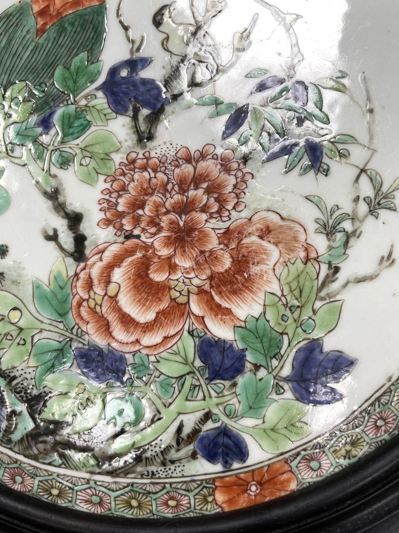 清康熙 五彩花鸟纹瓷板挂屏 - 图7