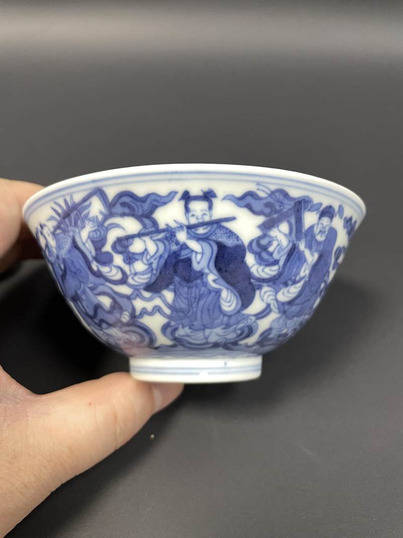 清道光 青花八仙庆寿图碗 - 图5