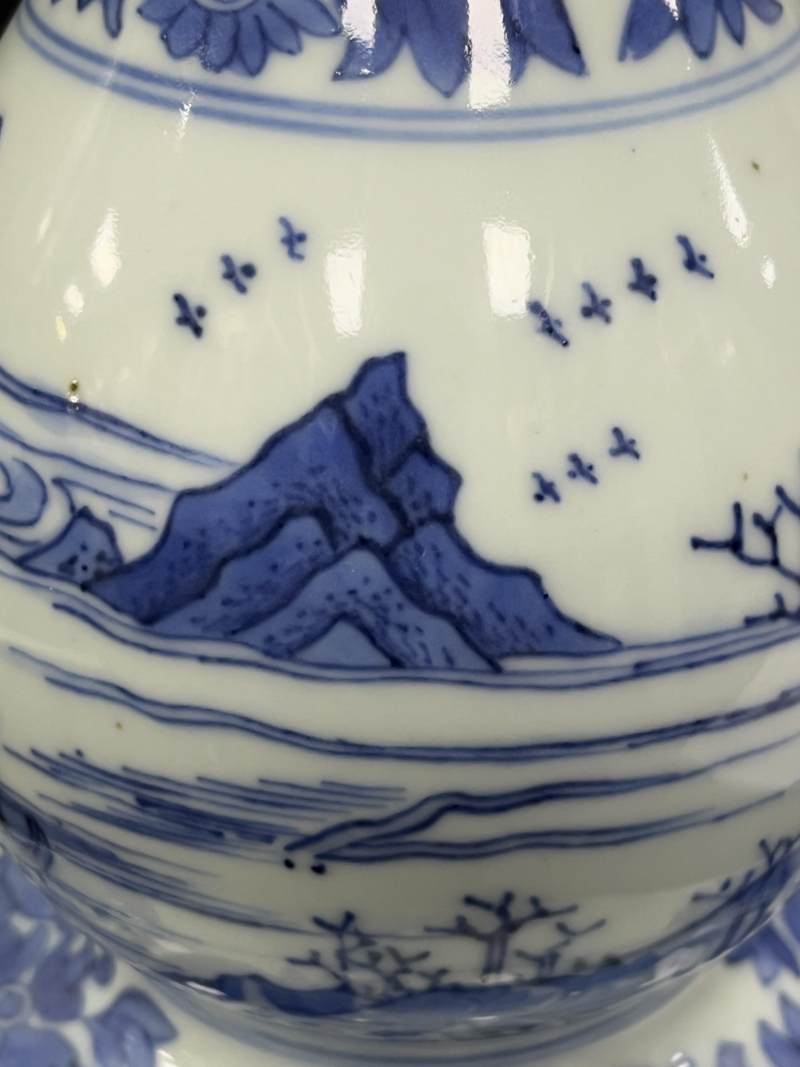 明崇祯 青花对酒当歌、高士饮享图葫芦瓶 - 图12