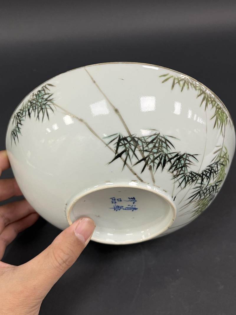 民国三年（1914年） 李纯赠段芝贵粉彩竹纹大碗一对 - 图3