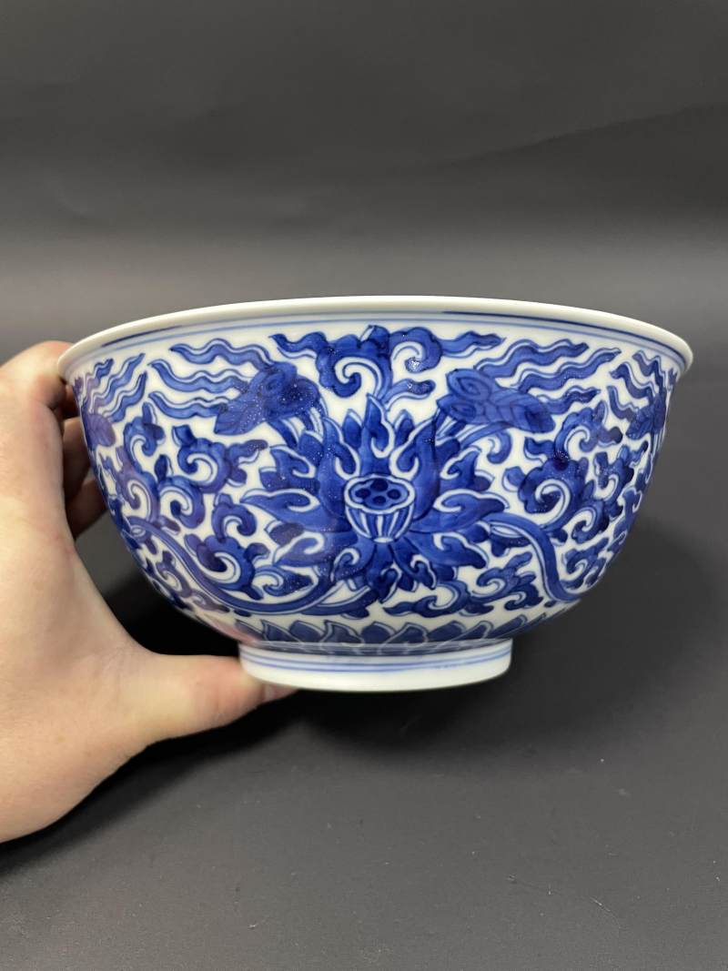 清康熙 青花缠枝莲纹大碗 - 图4