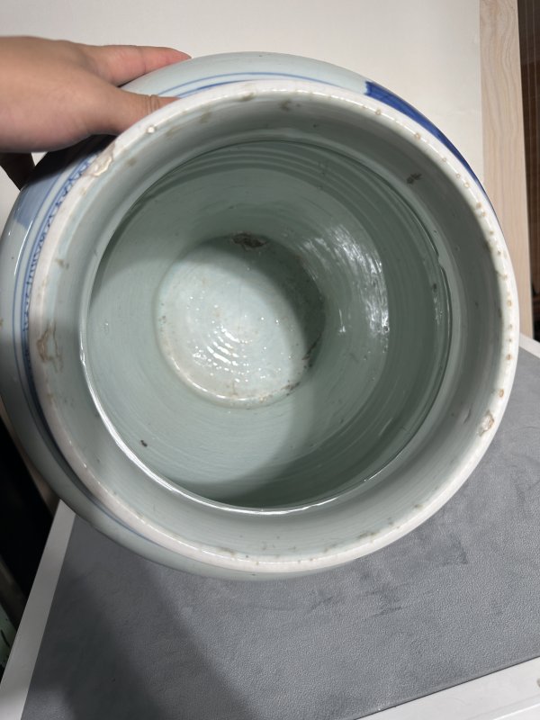 清康熙 青花婴戏图将军罐 - 图7