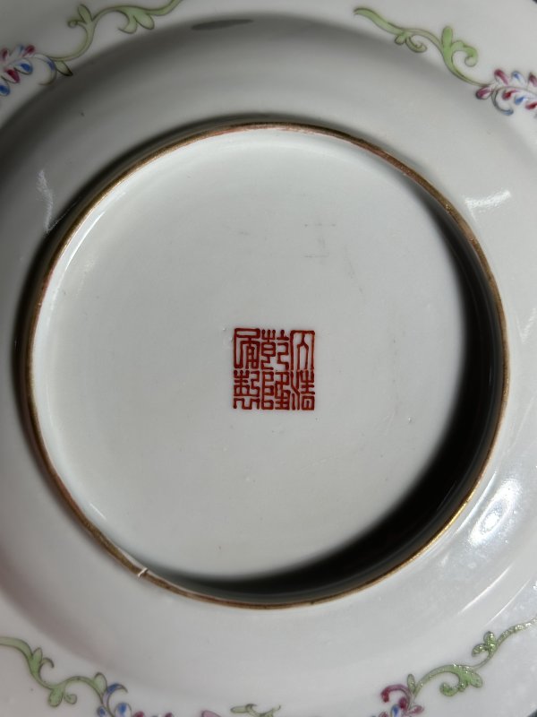 民国 ，墨地百花不落地纹盘一对 - 图14