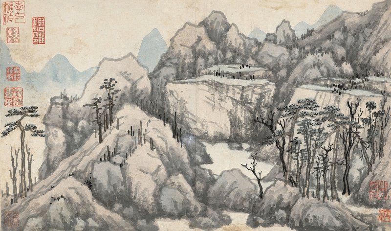 沈周　疏林疊嶂　設色紙本　鏡心 | SHEN ZHOU (1427-1509) - 图1