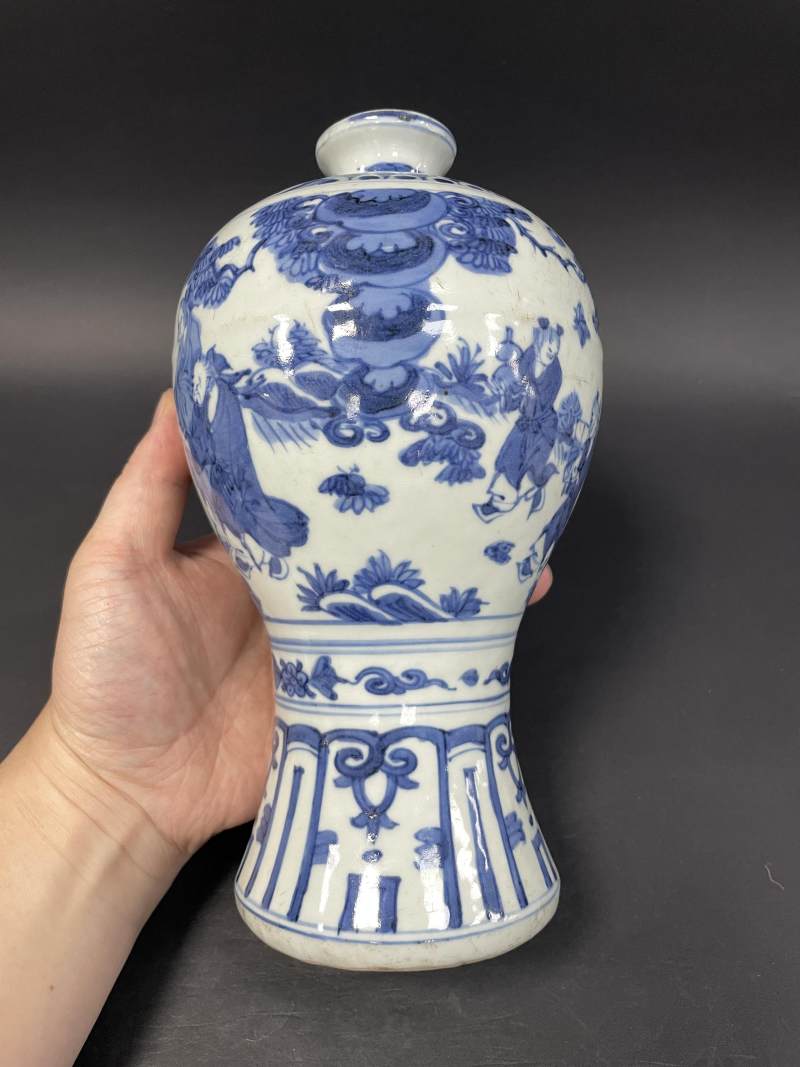 明晚期 青花神仙人物纹梅瓶 - 图3
