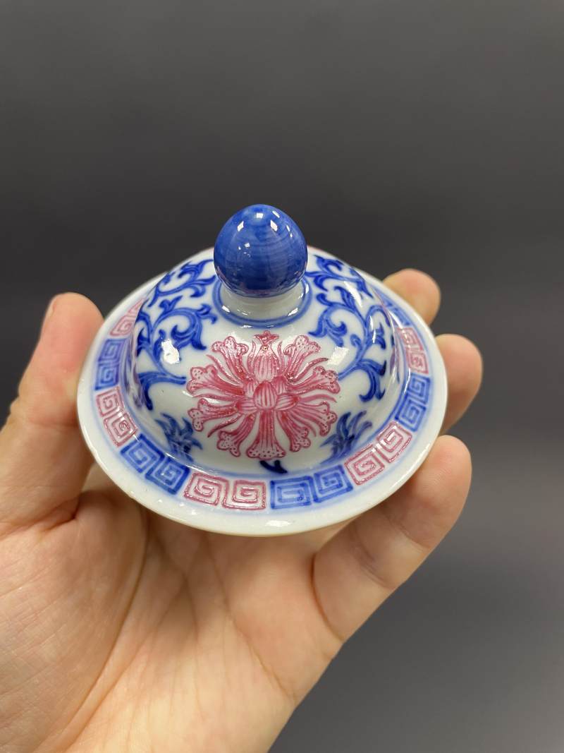 清中期 青花胭脂红缠枝莲纹灯笼瓶 - 图17
