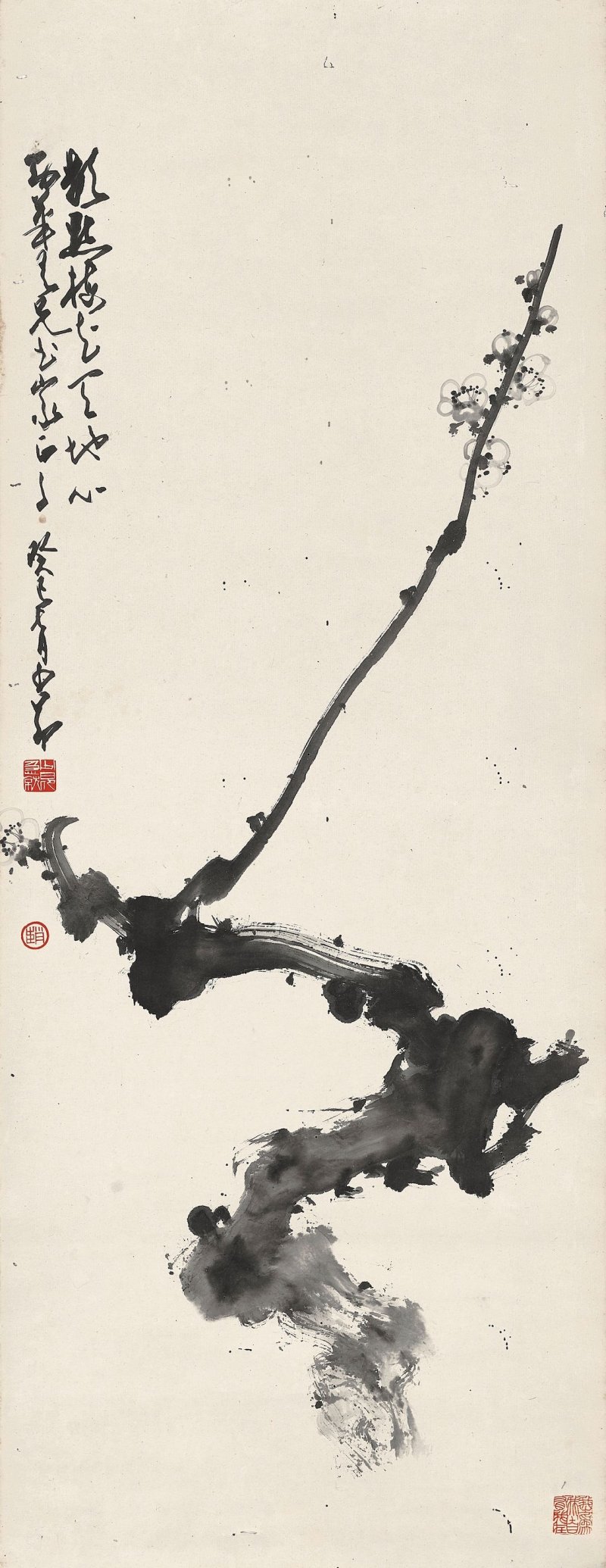 趙少昂　數點梅花天地心　水墨紙本　立軸　一九五三年作 | ZHAO SHAO'ANG (1905-1998) - 图1