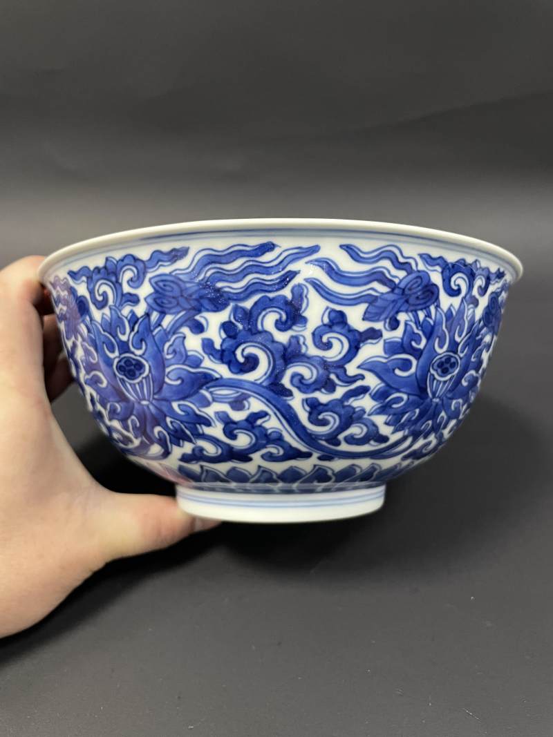 清康熙 青花缠枝莲纹大碗 - 图6